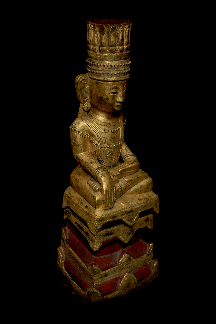 Extremely Rare 18C Wood Burmese Shan Taiyai Buddha #BB101